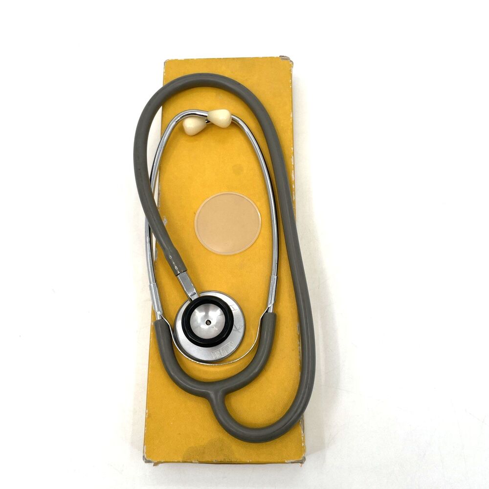 Vintage Bristoline 1151 Tru-Sound Stethoscope Gray Non-Chill Dual Head Box Japan